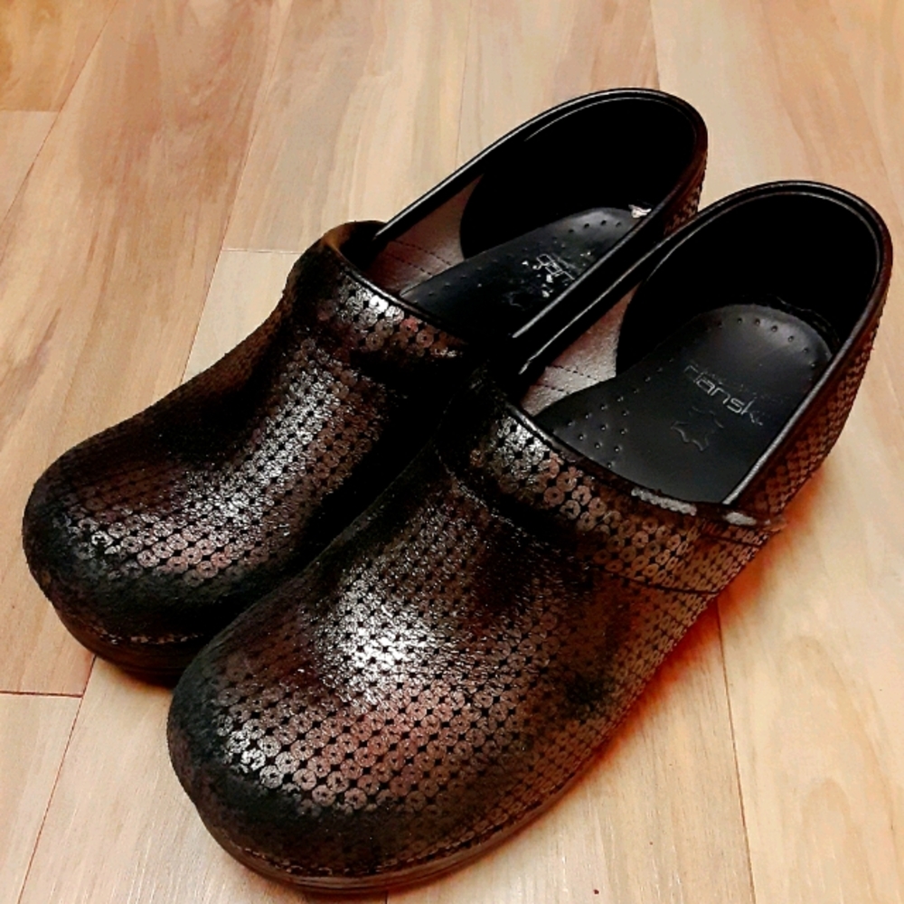 Dansko bronze metallic clogs,  7.5